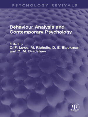 cover image of Behaviour Analysis and Contemporary Psychology